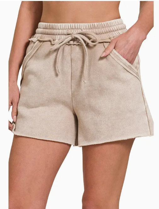 Cotton Drawstring Waist Shorts