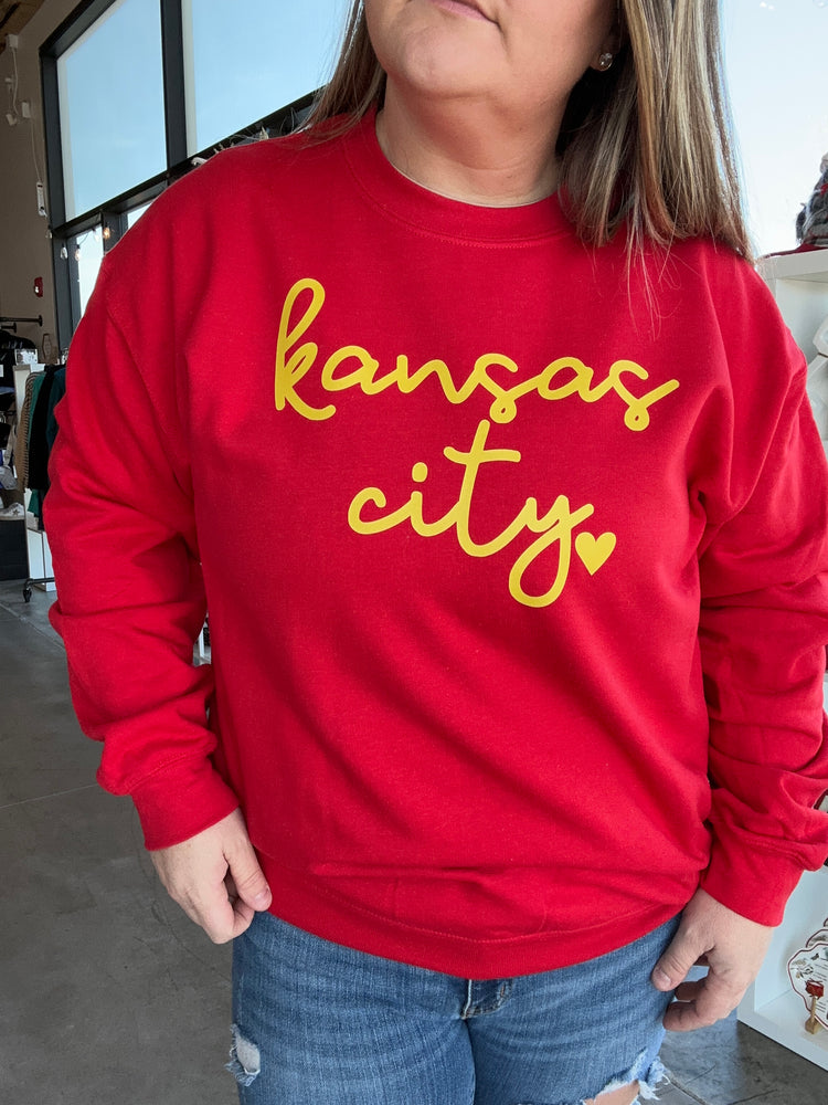 Kansas City Script Heart Sweatshirt