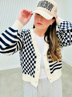 Multi Pattern Cardigan Navy