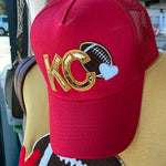 Kansas City Football Bling Patch Red Trucker Hat