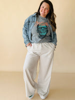 Stripe Print Wide Leg Drawstring Pants