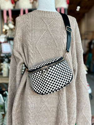 Birdie Saddle Checkered Crossbody Bag