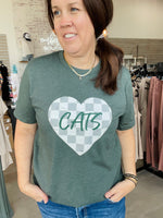 Cats Checkered Heart Tee Shirt