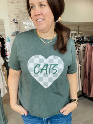 Cats Checkered Heart Tee Shirt