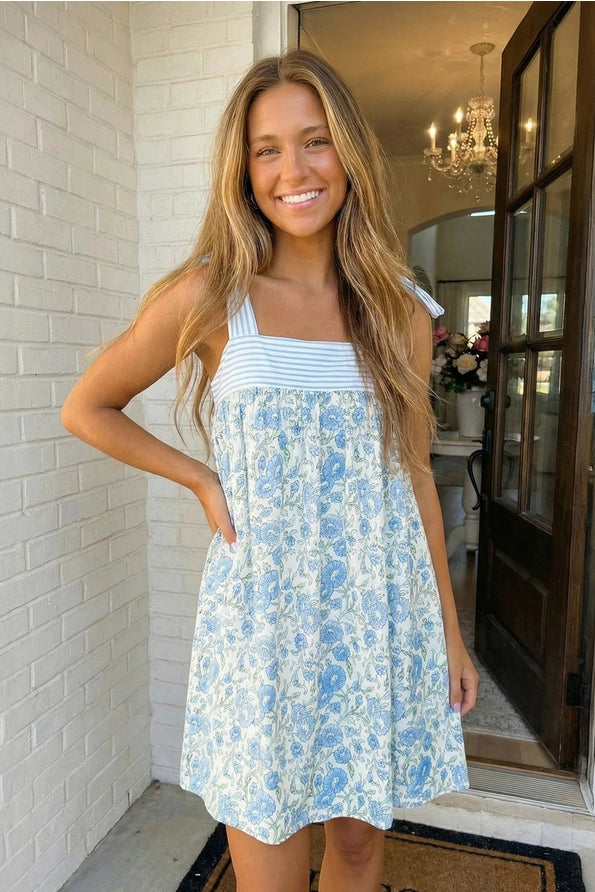 floral stripe mini dress Verandah Sage Green Floral Hand Draped Mini Dress
