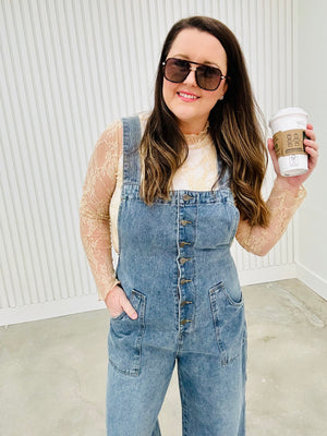 Denim Multi Button Fatigue Overall