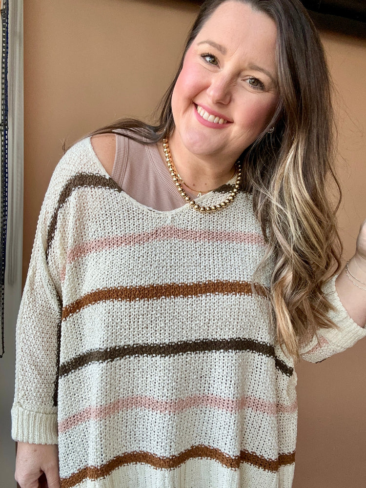 MULTI Color Stripe Sweater Top