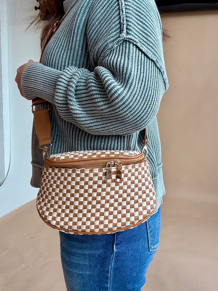 Birdie Saddle Checkered Crossbody Bag