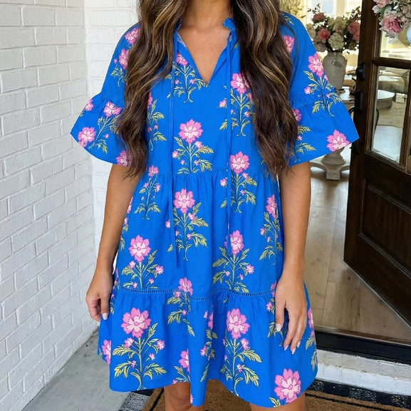V Neck Short Sleeve Loose Floral Dress Shop Embellish Boutique V Neck Short Sleeve Loose Floral Dress Shop Embellish Boutique