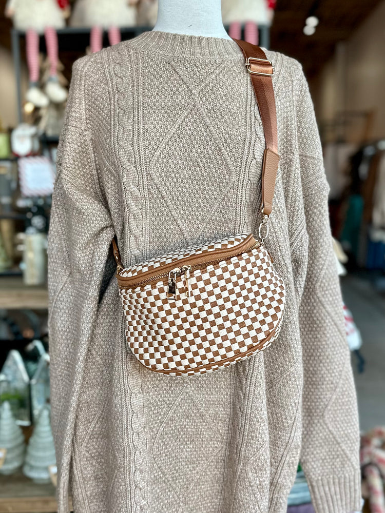 Birdie Saddle Checkered Crossbody Bag