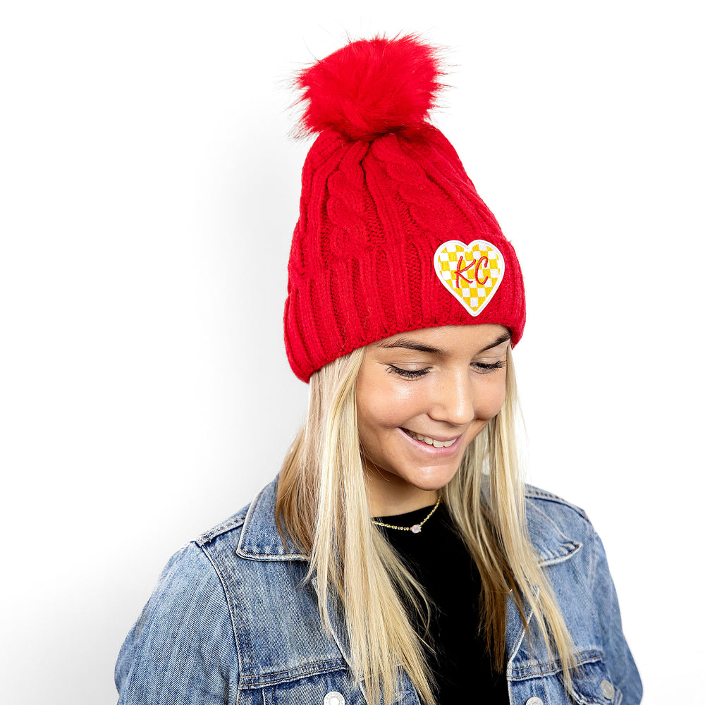 KC Checker Heart Beanie