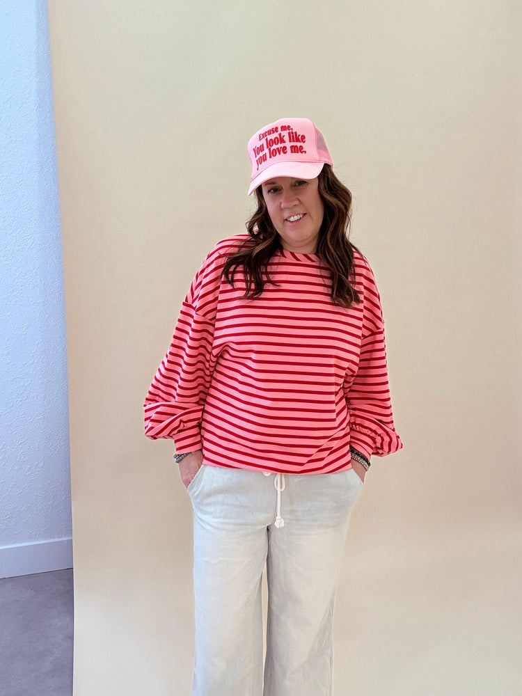 Lovely Striped Oversized Top