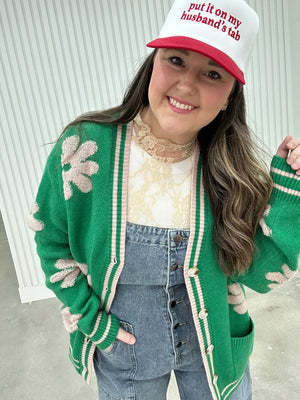 Button Down Floral Cardigan