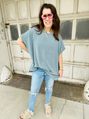 Moon Glow Texture Knit Top - Seafoam