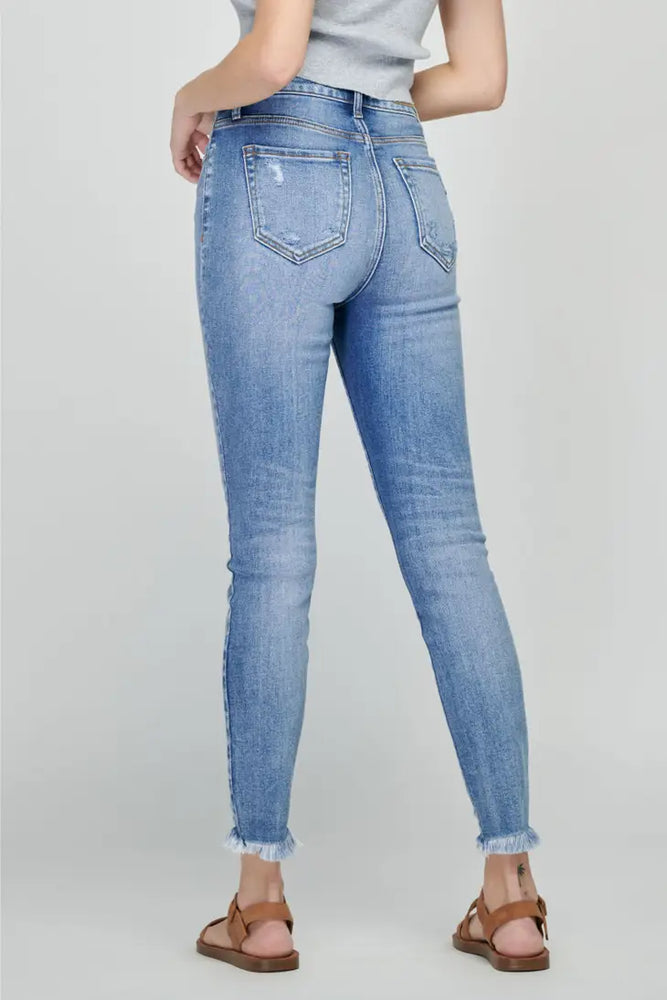 Cello High Rise Frayed hem ankle skinny jeans