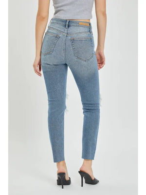 Cello High Rise Distress Raw Skinny Jeans