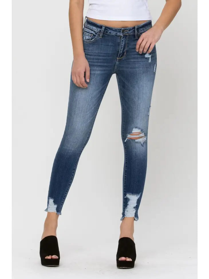 Cello Mid Waisted Distressed Jeans
