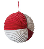 Paper Folding Pleated Ball Ornament, Red & White