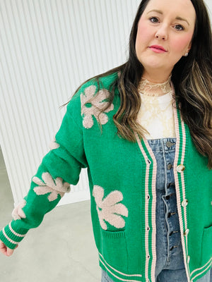 Button Down Floral Cardigan