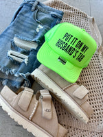 Put It On My Husbands Tab Trucker Hat