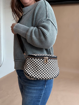 Birdie Saddle Checkered Crossbody Bag