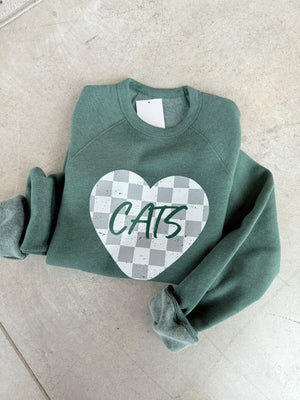 Cats Checkered Heart Sweatshirt