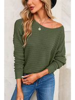 Dolman Sleeve Textured Sweater Green