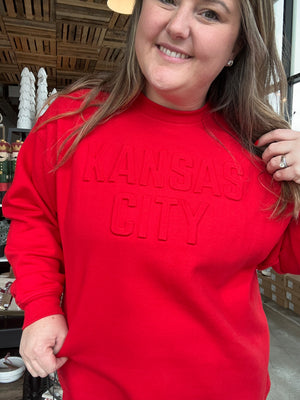 Embossed Kansas City Sweatshirt Red
