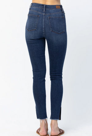 High-Waisted Skinny Jeans with Slit