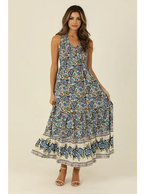 Floral Maxi Dress with Racer Back