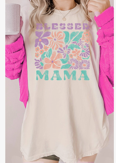 Oversized Blessed Mama Graphic Tee