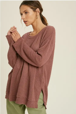 Red Bean Waffle Knit