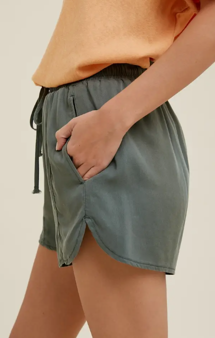 Teal Dolphin Hem Drawstring Shorts