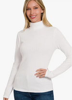 Ribbed Long Sleeve Turtle Neck Top