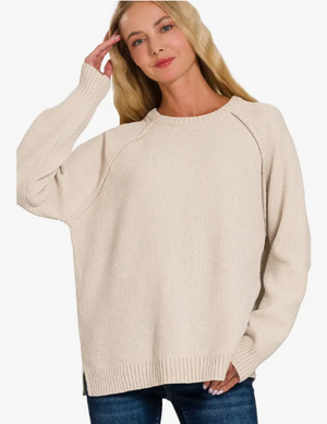 Round Neck Raglan Long Sleeve Sweater