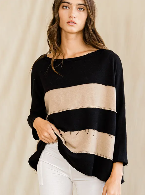 Contrast Color-Block Oversized Terry To