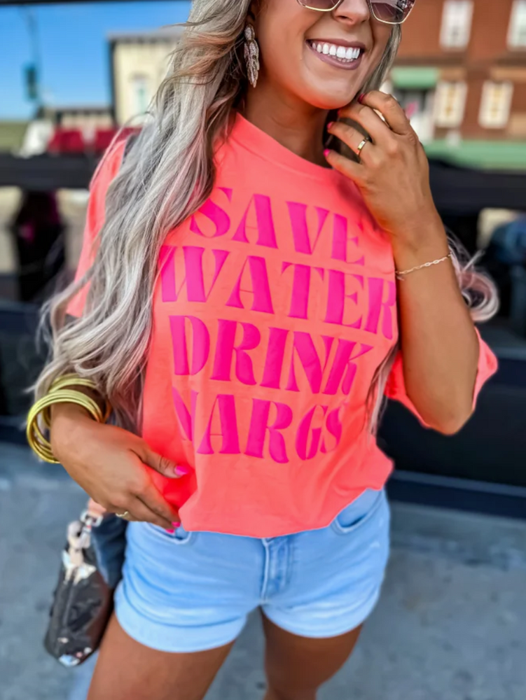 Save Water Drink Margs Puff Letter Graphic Tee