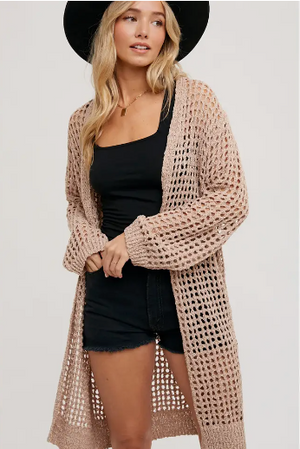 Open Knit Longline Cardigan