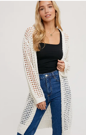 Open Knit Longline Cardigan