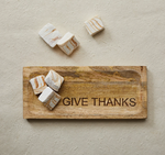 Engraved Mango Wood Cheese/Cutting Board "Give Thanks", Natural