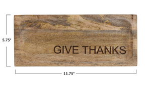 Engraved Mango Wood Cheese/Cutting Board "Give Thanks", Natural