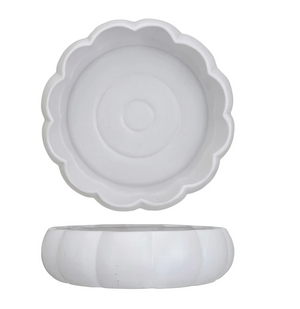 Stoneware Pumpkin Shaped Serving Bowl, Matte White