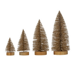 Plastic Bottle Brush Trees, Set of 4