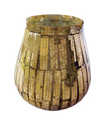 Recycled Glass Mosaic Votive Holder, Antique Copper Finish