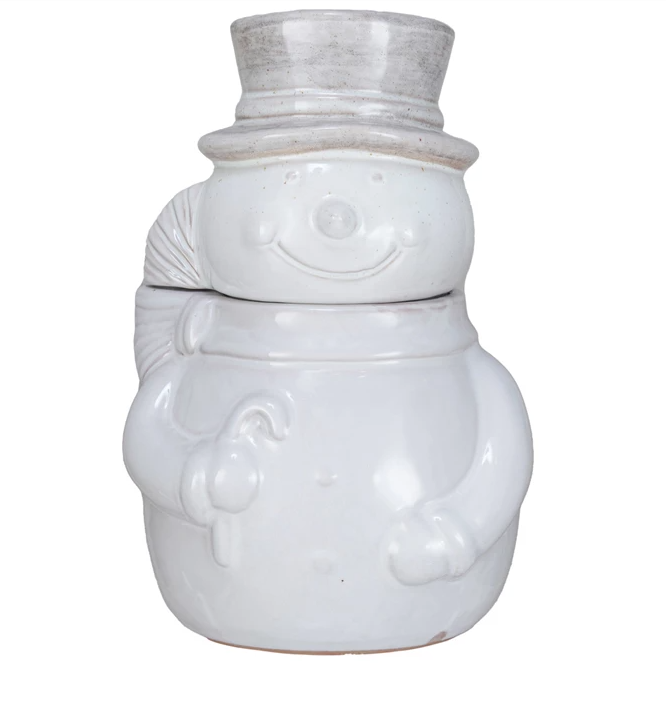 Stoneware Snowman Shaped Cookie Jar