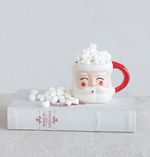 Hand-Painted Stoneware Santa Mug