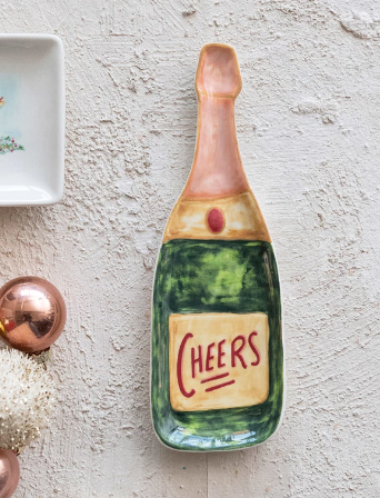 Stoneware Champagne Bottle Shaped Dish