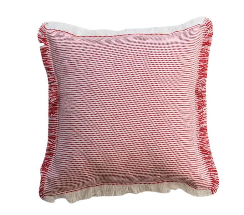 18" Square Woven Cotton Pillow