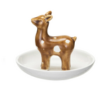 Decorative Stoneware Dish w/ Deer, Reactive Glaze