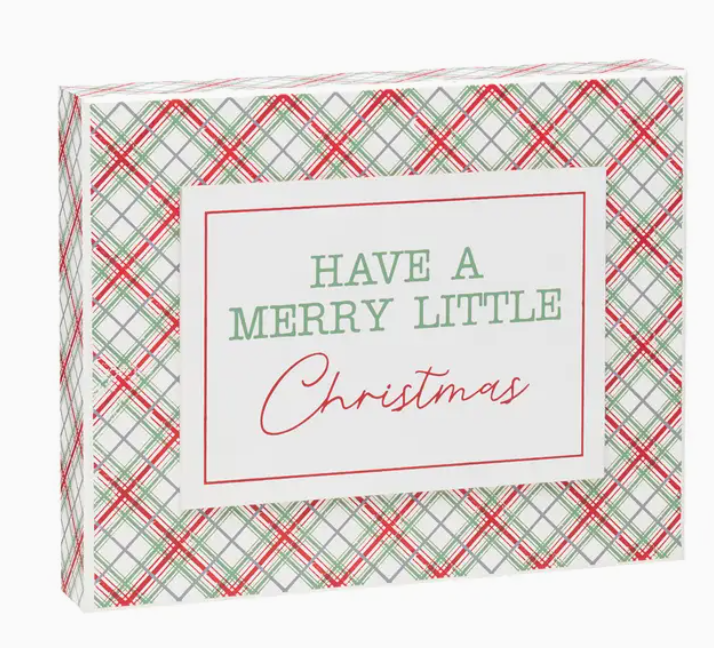 Merry Little Plaid 3D Decorative Tabletop Box Sign